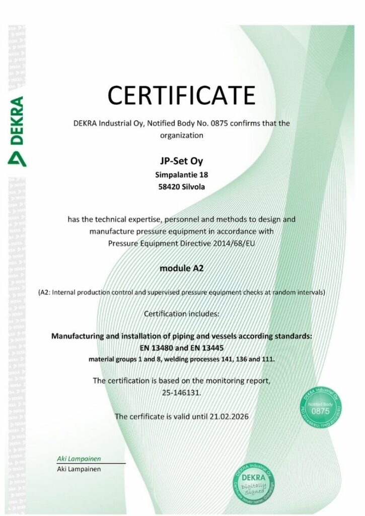 ISO 3834-2 Moduuli A2 – Hitsauslaatu