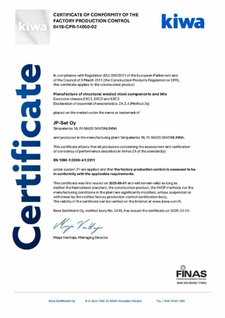 EN 1090-2 EXC3 – Rakenteiden standardi